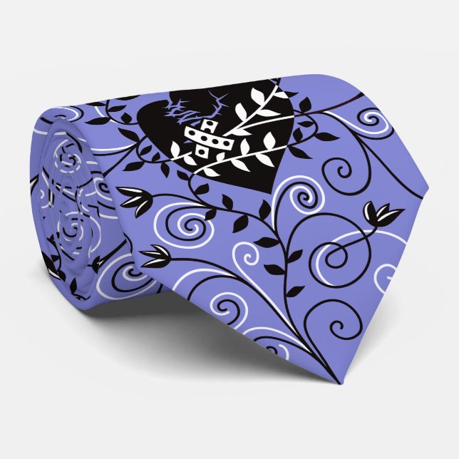 Dark Gothic Abstract Whimsical Fixed Broken Heart Neck Tie (Rolled)