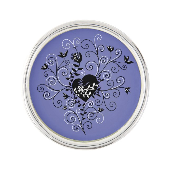 Dark Gothic Abstract Whimsical Fixed Broken Heart Pin (Front)