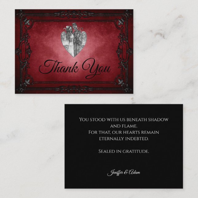 Dark Gothic Alternative Halloween wedding Note Card (Front/Back)