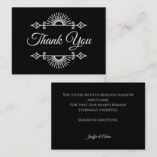 Dark Gothic Alternative Halloween wedding Note Card (Front/Back)