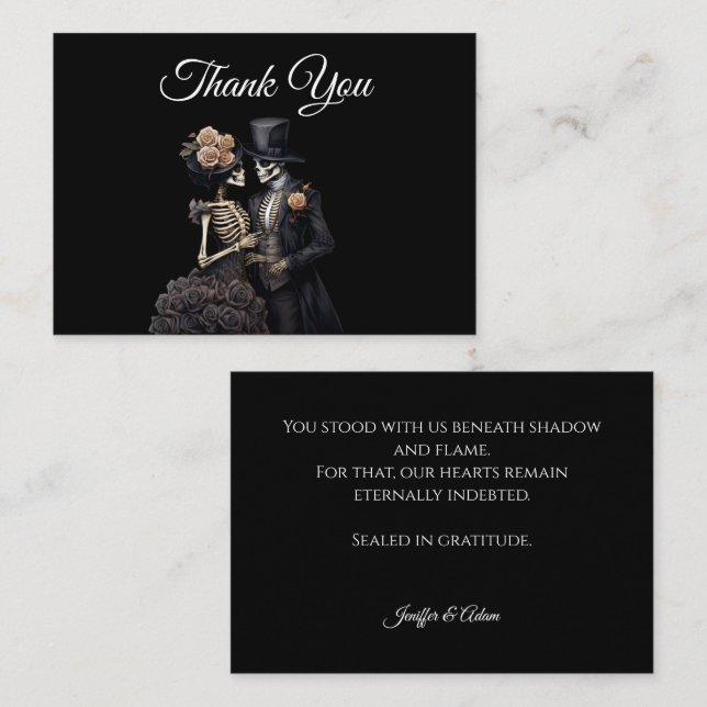 Dark  Gothic Alternative Halloween wedding Note Card (Front/Back)