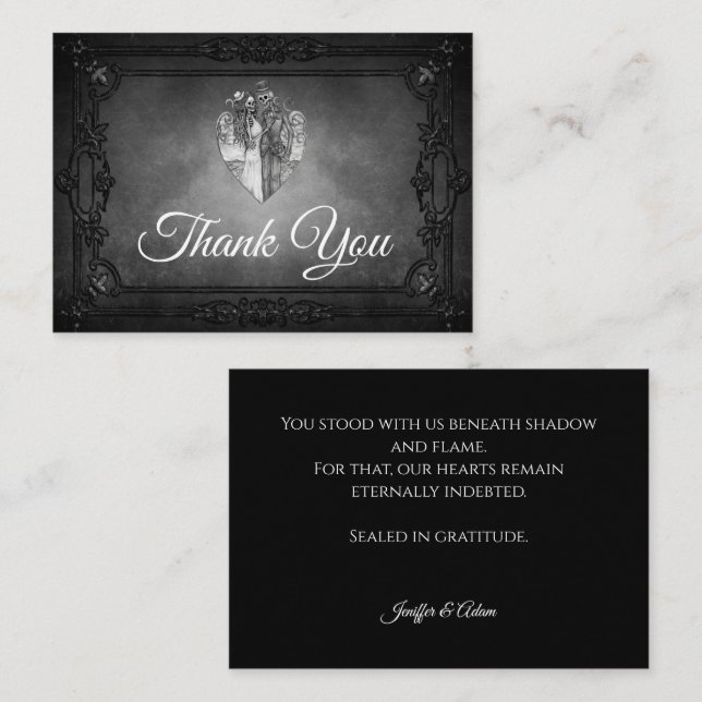 Dark Gothic Alternative Halloween wedding Note Card (Front/Back)