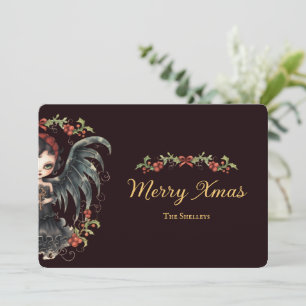 Dark Gothic Angel Christmas Holiday Card