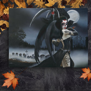 Dark Gothic Angel Death Sugar Skull Fantasy Doormat