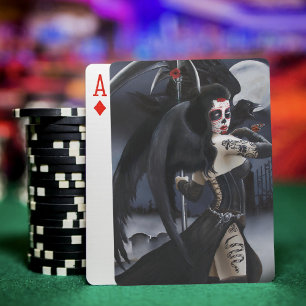 Dark Gothic Angel Death Sugar Skull Fantasy Poker Cards