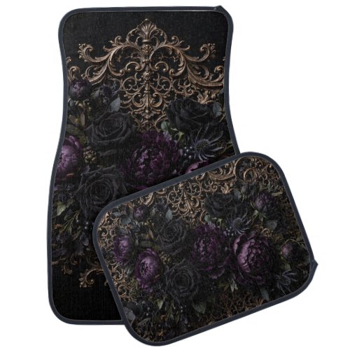 Dark Gothic Baroque Black Roses Placemat Car Floor Mat