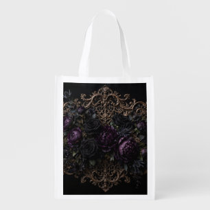 Dark Gothic Baroque Black Roses Placemat  Grocery Bag