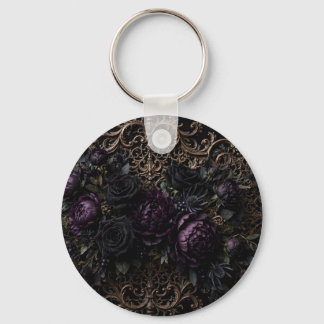 Dark Gothic Baroque Black Roses Placemat Keychain