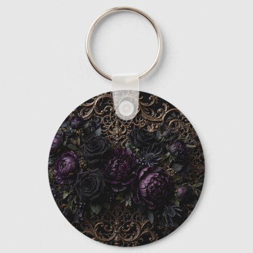 Dark Gothic Baroque Black Roses Placemat Keychain
