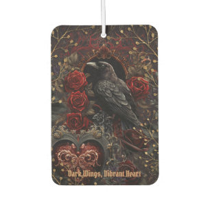 Dark Gothic Beauty Red Roses Black Crow Raven Bird Air Freshener