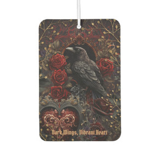 Dark Gothic Beauty Red Roses Black Crow Raven Bird Air Freshener