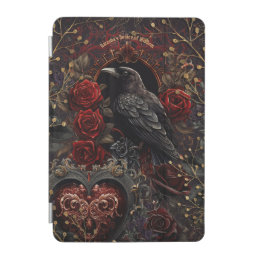 Dark Gothic Beauty Red Roses Black Crow Raven Bird iPad Mini Cover