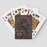 Dark Gothic Beauty Red Roses Black Crow Raven Bird Poker Cards
