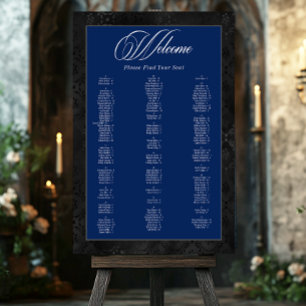 Dark Gothic Black Floral Satin Damask Blue Seating Foam Board