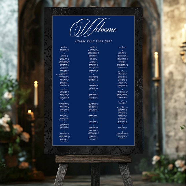Dark Gothic Black Floral Satin Damask Blue Seating Foam Board (Creator Uploaded)