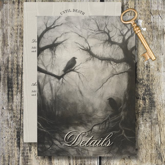 Dark Gothic Black & Tan Raven Script Details Enclosure Card (Dark Gothic Black & Tan Raven Script Details Enclosure Card)