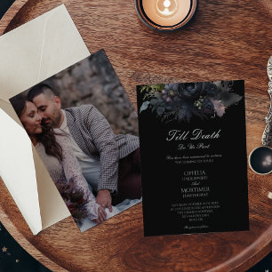 Dark Gothic Black Till Death Formal Photo Wedding Invitation