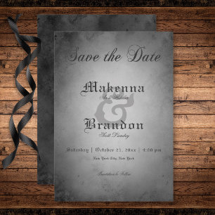 Dark Gothic Black Watercolor Moth Wedding Save The Date