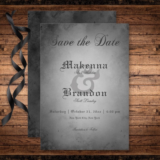 Dark Gothic Black Watercolor Moth Wedding Save The Date (Dark Gothic Black Watercolor Moth Wedding Save The Date Card)
