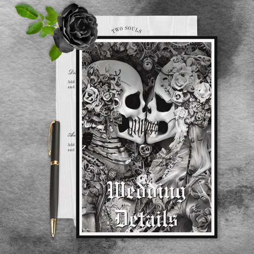 Dark Gothic Black  White Skeleton Couple Details Enclosure Card