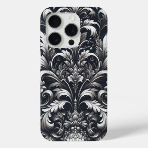 Dark Gothic Bold Ornamental Floral Pattern iPhone 15 Pro Case