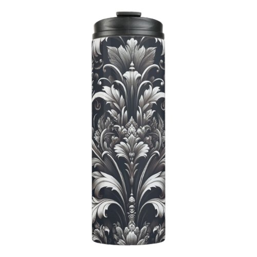 Dark Gothic Bold Ornamental Floral Pattern  Thermal Tumbler