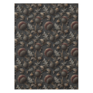 Dark Gothic Botanical Thistle Seamless Pattern Tablecloth