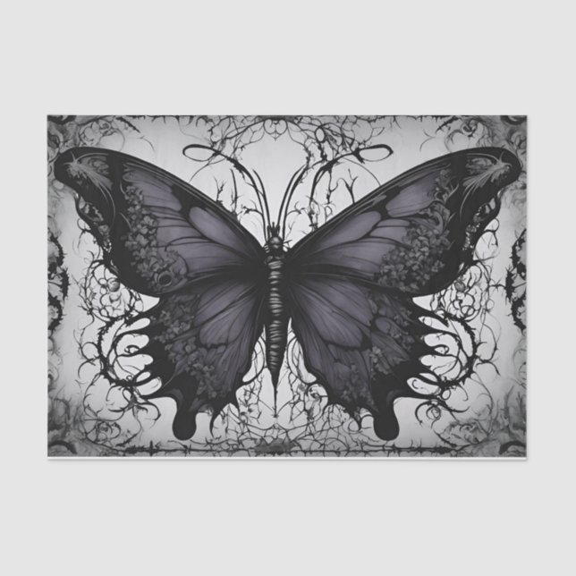 Dark Gothic Butterfly Decoupage Tissue Paper (Front)