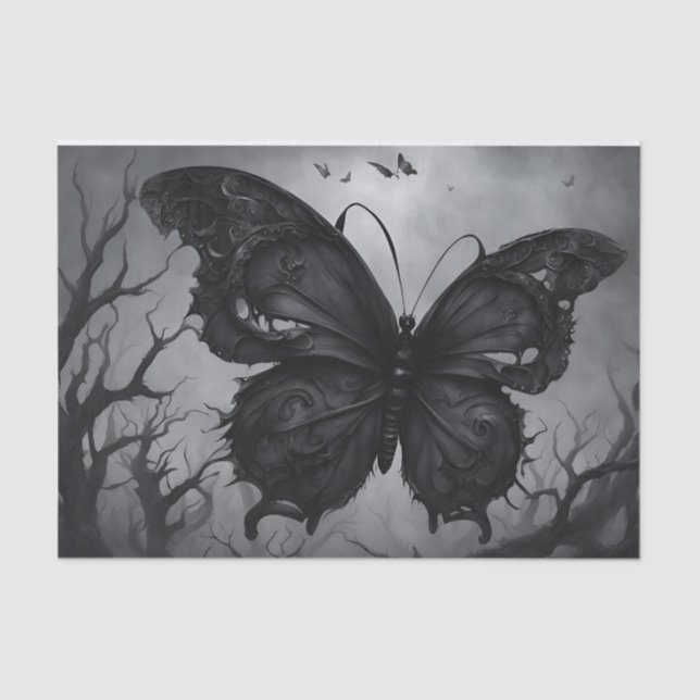 Dark Gothic Butterfly Decoupage Tissue Paper (Front)