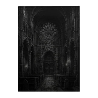 Dark Gothic Cathedral in [Black + White] Acrylic Print