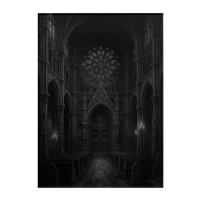 Dark Gothic Cathedral in [Black + White] Acrylic Print (Front)