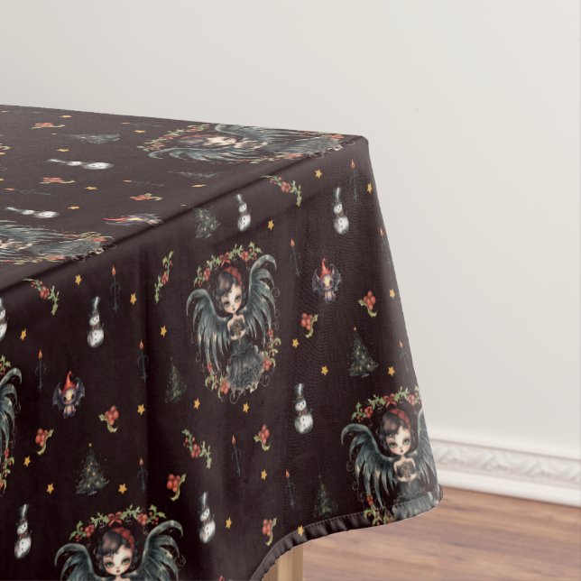 Dark Gothic Christmas Angel Tablecloth (In Situ)