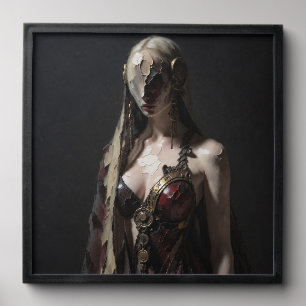 Dark Gothic Cyborg Woman Peel And Stick Photo Tile