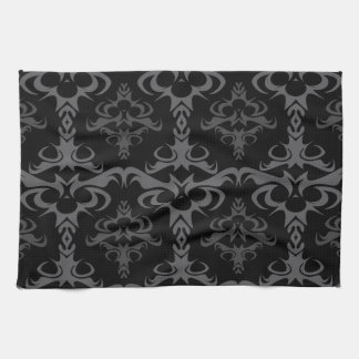 Dark Gothic Damask Pattern Towel