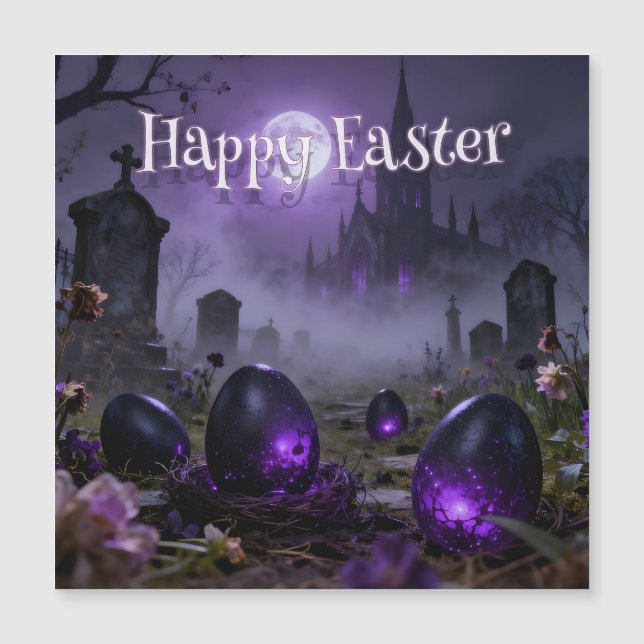Dark Gothic Easter Scene with Glowing Eggs (Front)