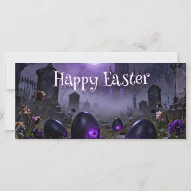 Dark Gothic Easter Scene with Glowing Eggs (Front)
