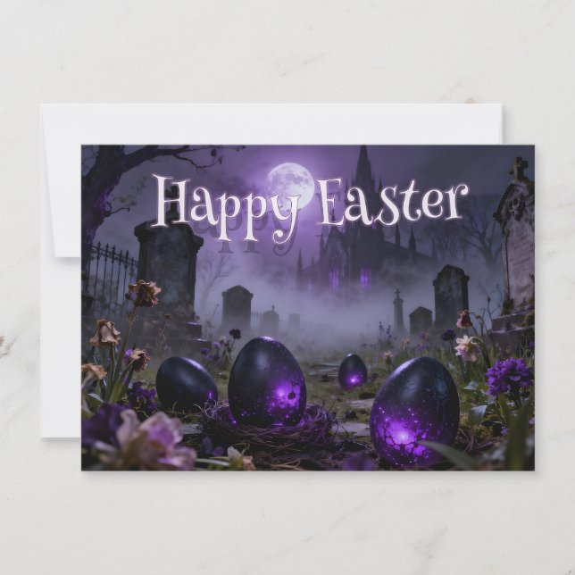 Dark Gothic Easter Scene with Glowing Eggs (Front)