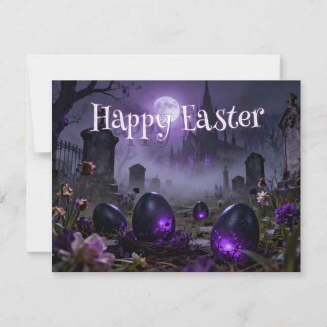 Dark Gothic Easter Scene with Glowing Eggs (Front)