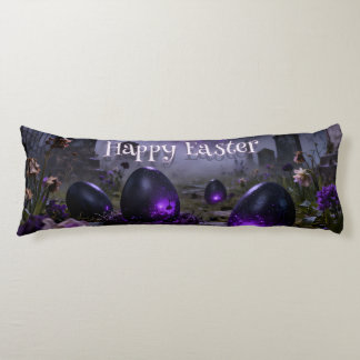 Dark Gothic Easter Scene with Glowing Eggs Body Pillow