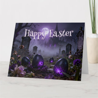 Dark Gothic Easter Scene with Glowing Eggs Card