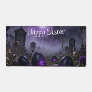 Dark Gothic Easter Scene with Glowing Eggs Desk Mat