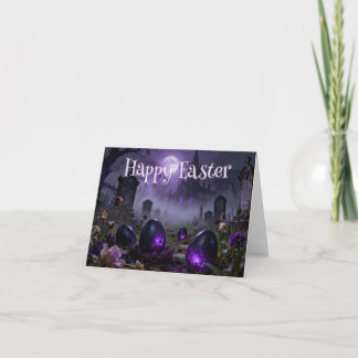 Dark Gothic Easter Scene with Glowing Eggs Thank You Card