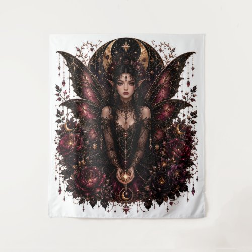Dark Gothic Fairy Goddess Art | Ethereal Fantasy Tapestry