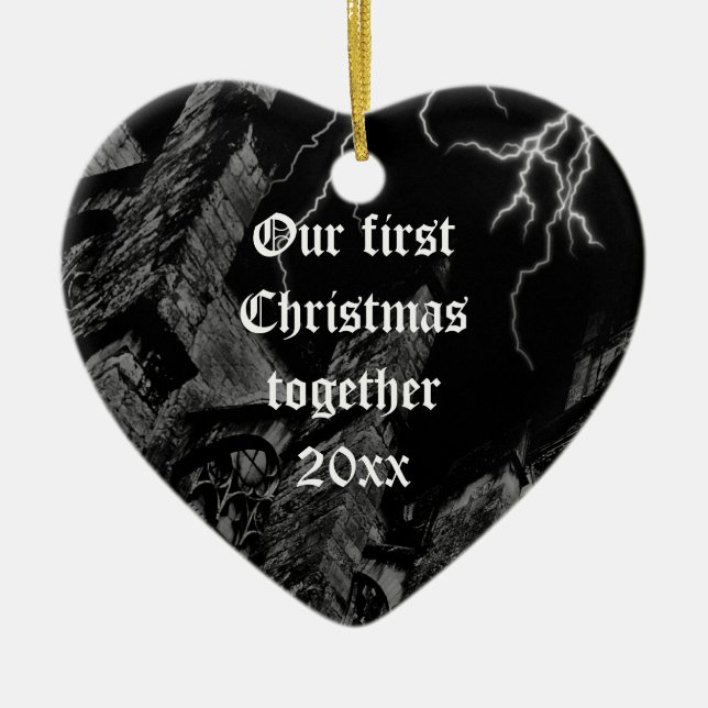 Dark Gothic first Christmas heart ornament (Front)