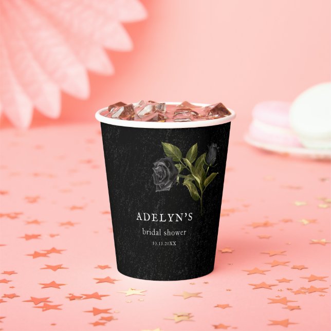 Dark Gothic Floral Bridal Shower Paper Cups (Insitu)