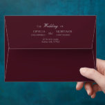Dark Gothic Floral Burgundy Wedding Envelope<br><div class="desc">This dark gothic floral burgundy wedding envelope design features a simple moody jewel tone burgundy background with retro victorian watercolor greenery and floral embellishments adorning a modern minimalist font that offers a sophisticated and whimsical presentation for a timeless romantic goth wedding or other special occasion. Beautifully suited to a spooky...</div>