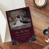 Dark Gothic Floral Burgundy Wedding Photo