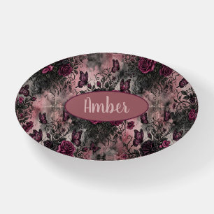 Dark Gothic Floral & Butterfly Pattern  Paperweight