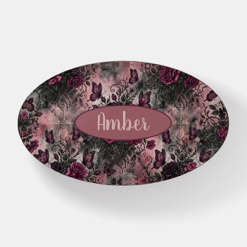 Dark Gothic Floral & Butterfly Pattern Paperweight