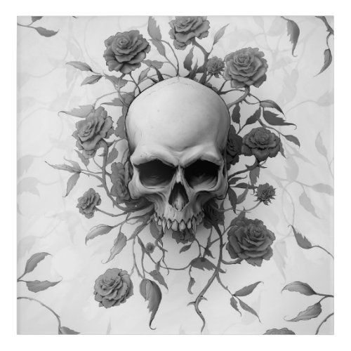 Dark Gothic Floral Rose Skull Acrylic Print